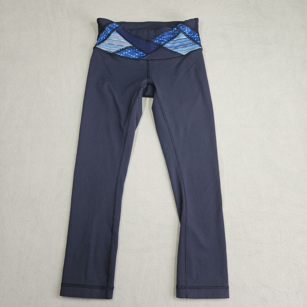 Lululemon Wunder Under Cropped Leggings Womens‎ 2 Blue Capri Athleisure Gym